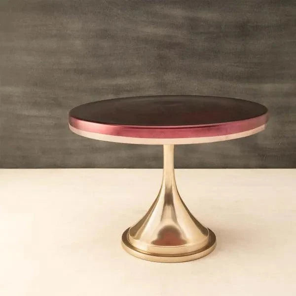 Metal Cake Stand Sml Maroon - ellementry