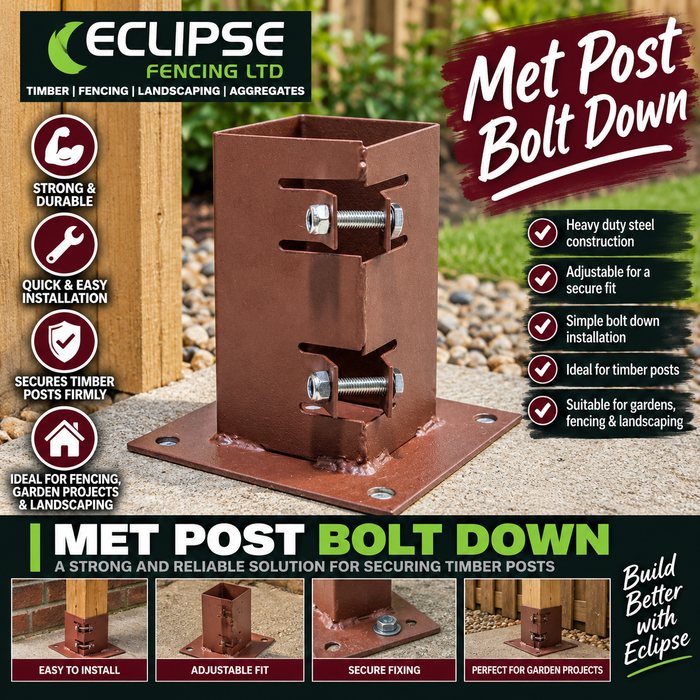 MetPosts Bolt Down – Stable, Easy Post Supports-Eclipse Fencing