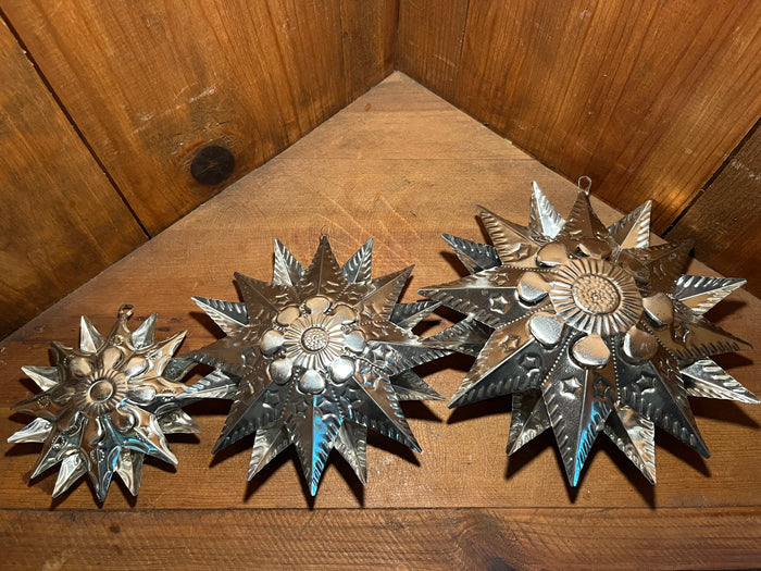 Mexican Tin Stars: Double-Sided Ornaments, in 3 Sizes
