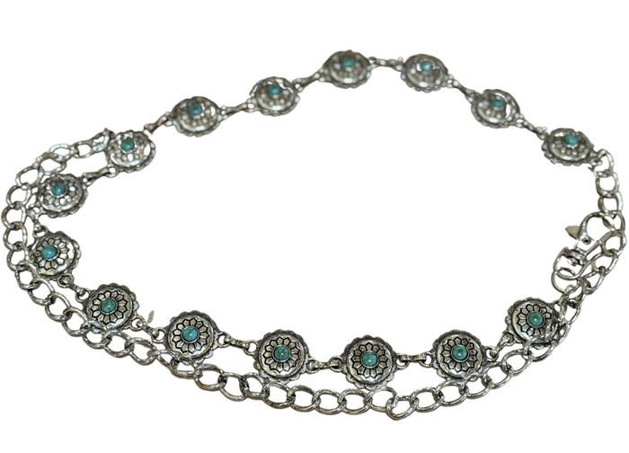 Mini Floral Turquoise Chain Belt