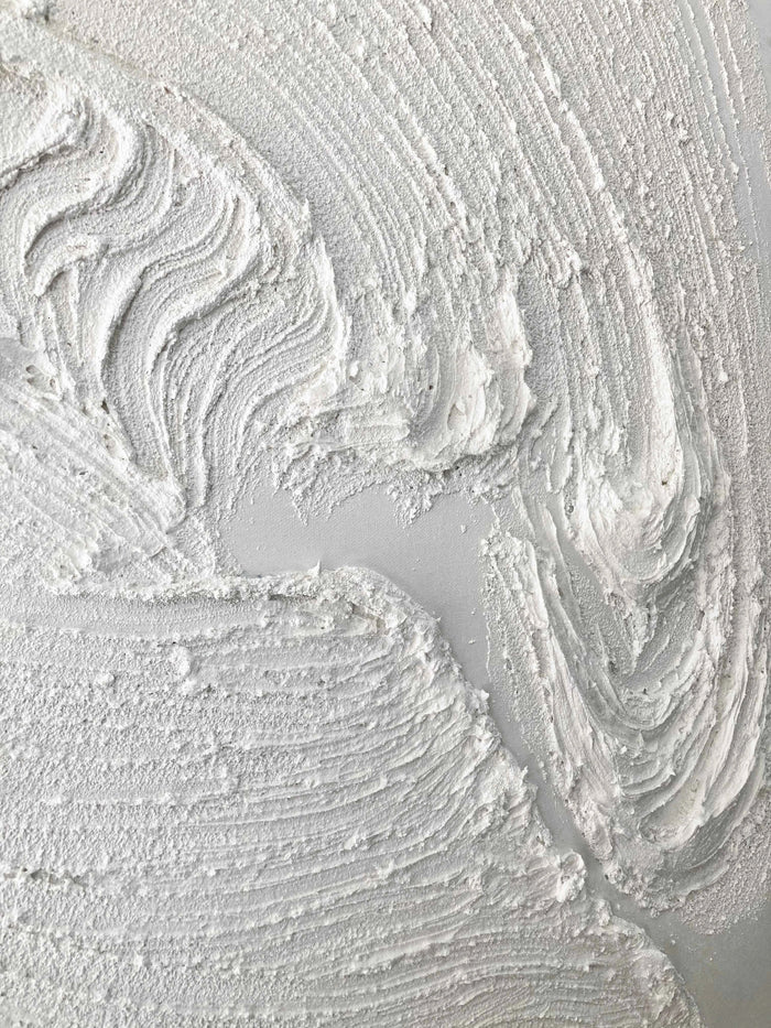 White Ocean Waves Textured Plaster Art Painting, Minimalist Wall Artwork for Room Decor