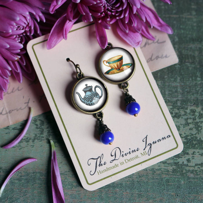 Mismatched Teacup & Teapot Earrings, Handmade in Detroit