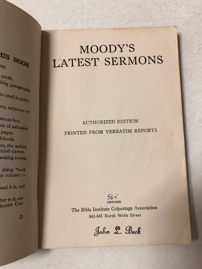 Moody’s Latest Sermons