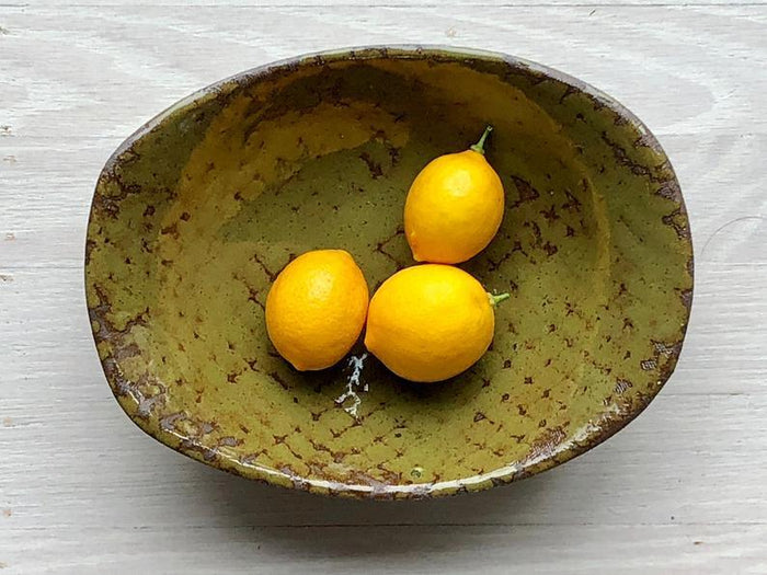 Swampgirl Pottery Square End Bowl Moss Green