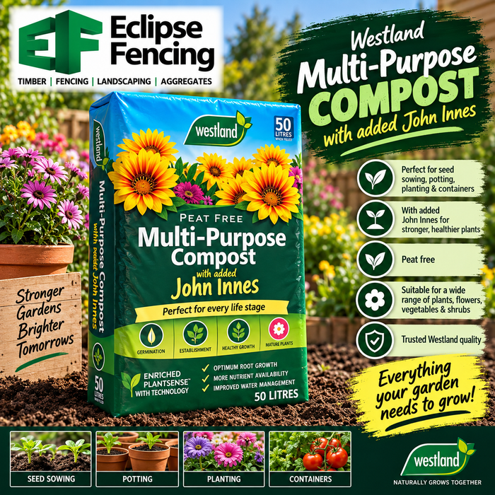 Multi purpose with added John innes (peat free) 50 Litres-Eclipse Fencing