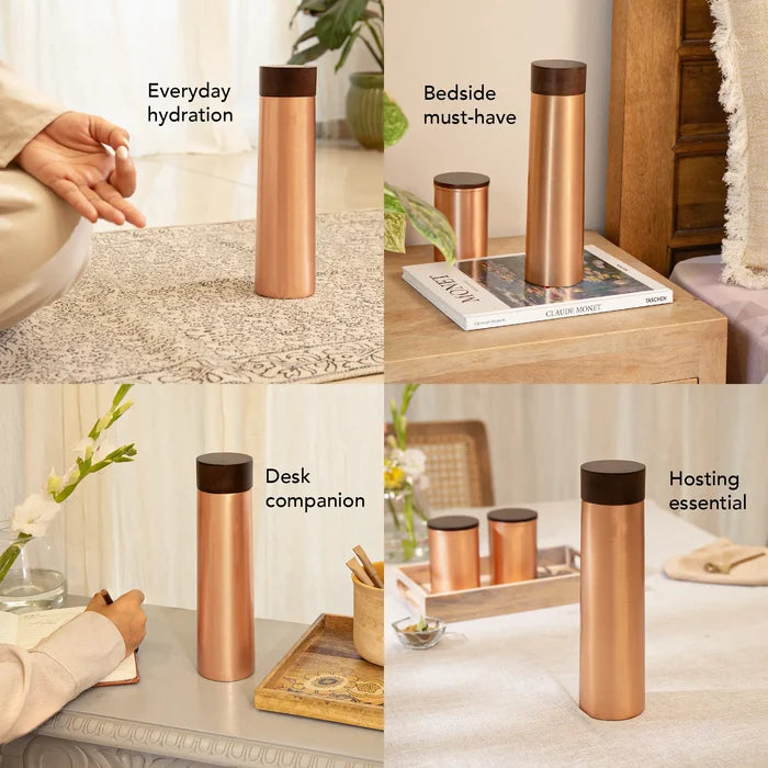 Neer copper bottle with wooden lid