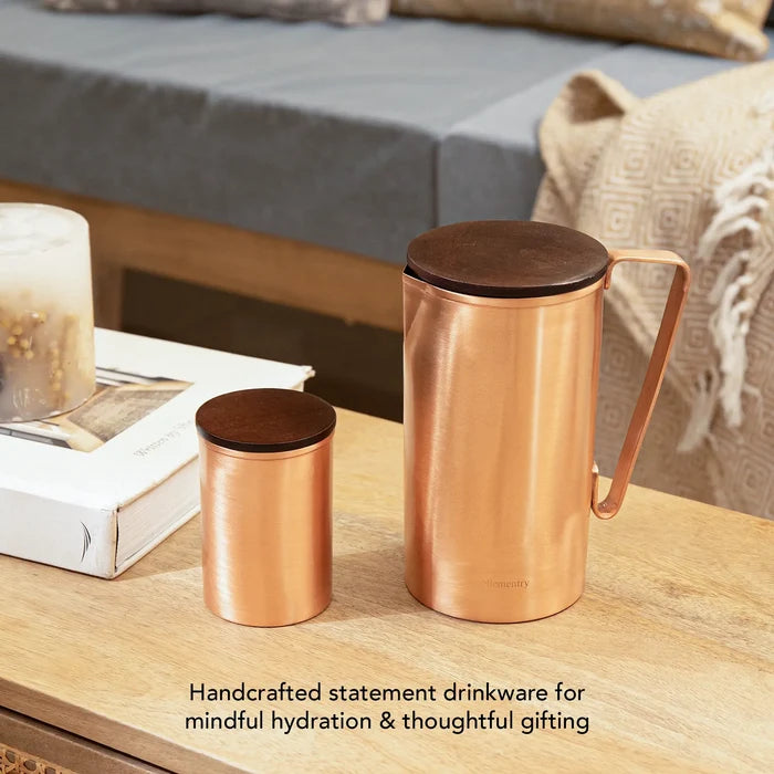 Neer Copper Jug with Wooden Lid