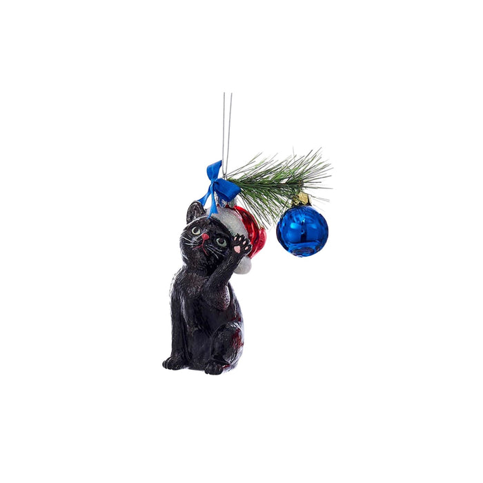 Noble Gems™ Christmas Cat Glass Ornament