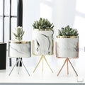 Nordic Marble Pattern Ceramic Iron Art Vase - Level Decor