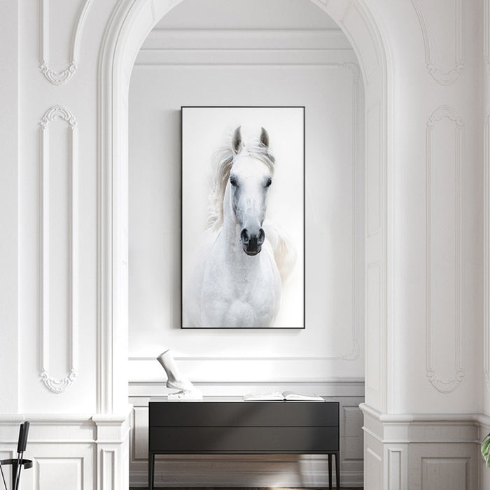 Nordic Style White Horse Canvas Painting - Level Decor