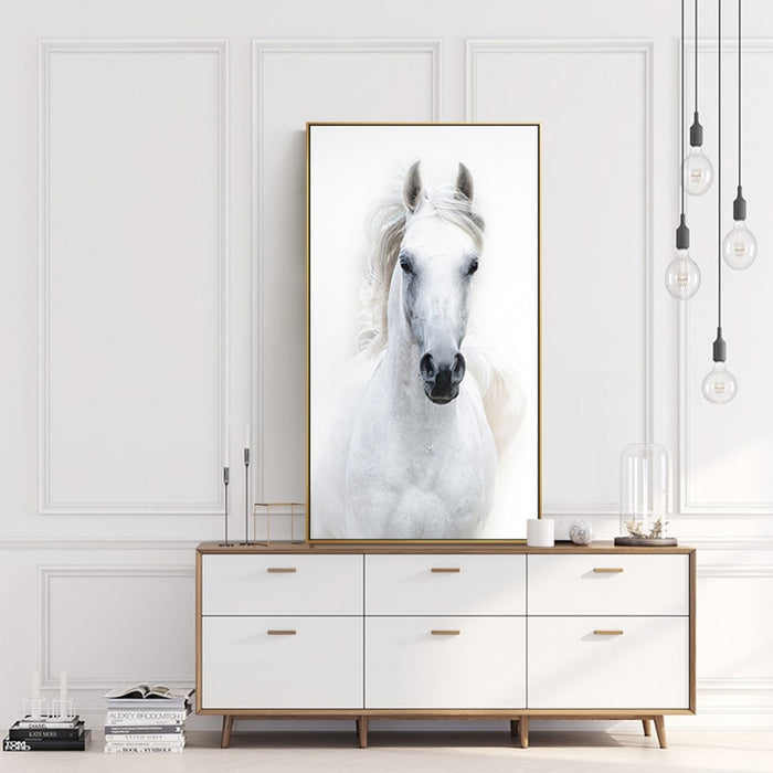 Nordic Style White Horse Canvas Painting - Level Decor