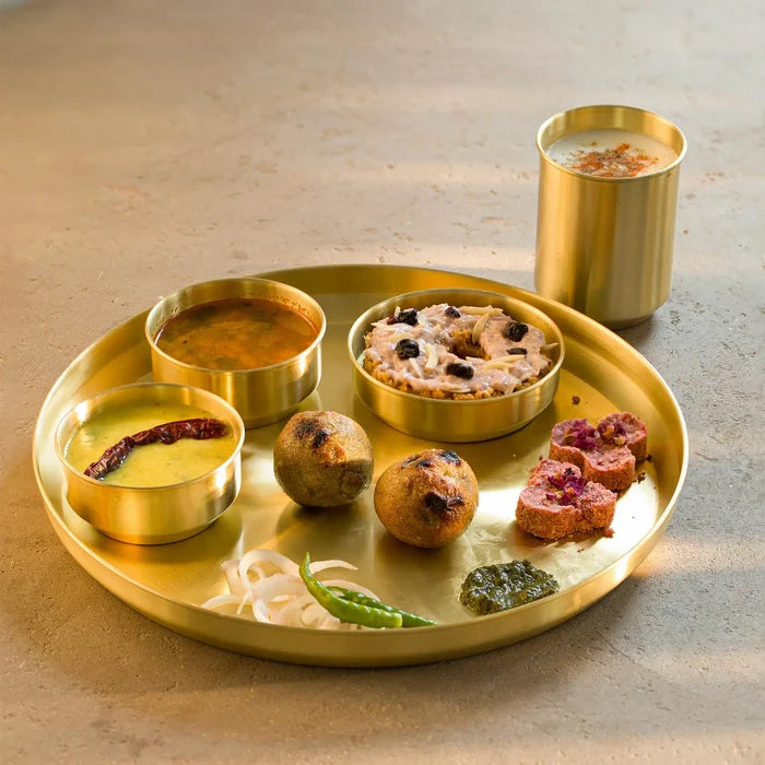 Nuhas Brass Dinner Set With Wooden Box