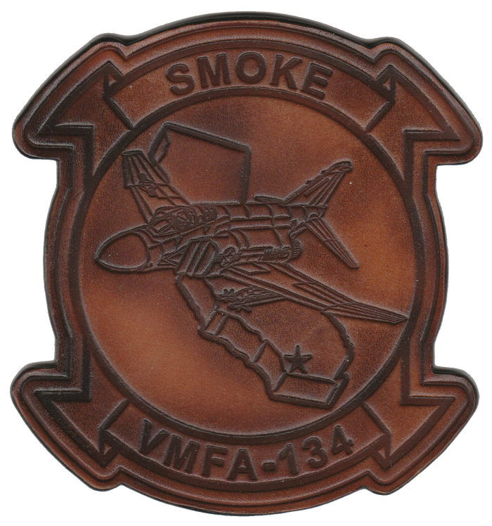 Officially Licensed USMC VMFA-134 Smoke F-4 Phantom Leather Patches