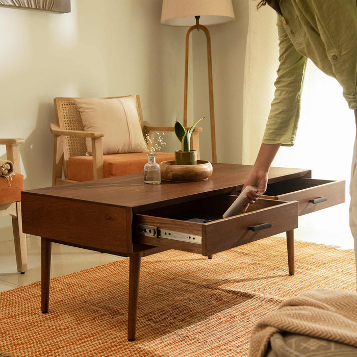 Old World double drawer coffee table