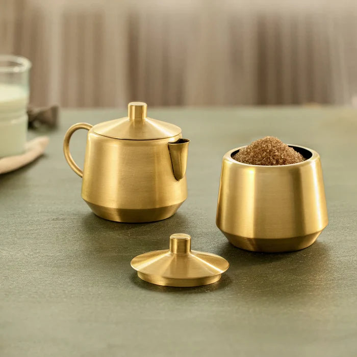 Oro brass milk & sugar pot set
