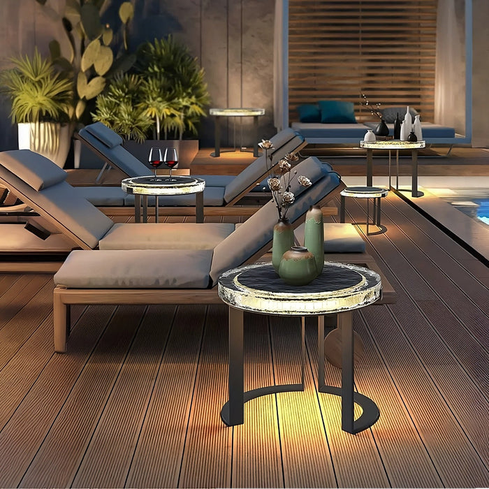 Outdoor Solar powered Garden Table, LED side table, Outdoor garden decorations, Waterproof Outdoor Lightings - Divine Heart L.A.