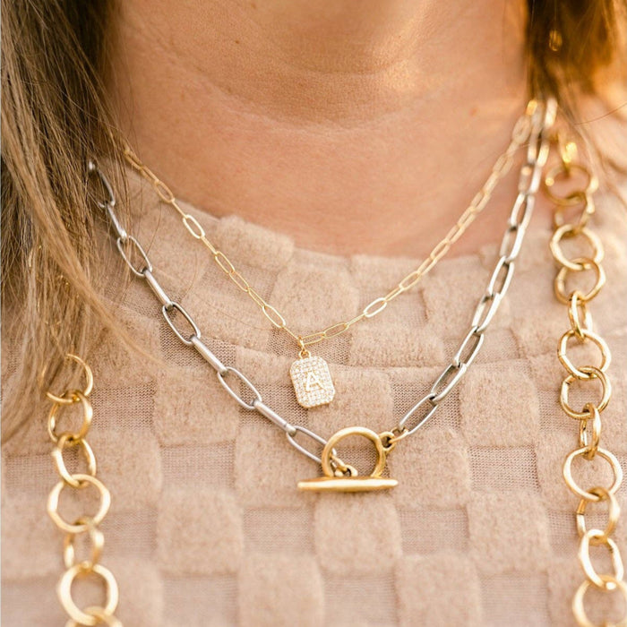 Pave Crystal Initial Necklace