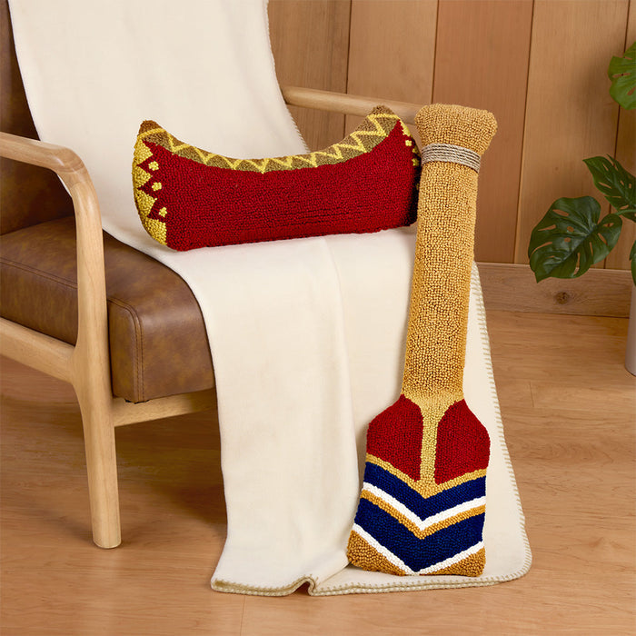 Peking Handicraft 8" x 30" Hooked Pillow, Canoe Paddle