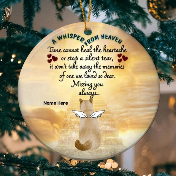 Personalised A Whisper From Heaven Circle Ceramic Ornament - Personalized Cat Lovers Decorative Christmas Ornament