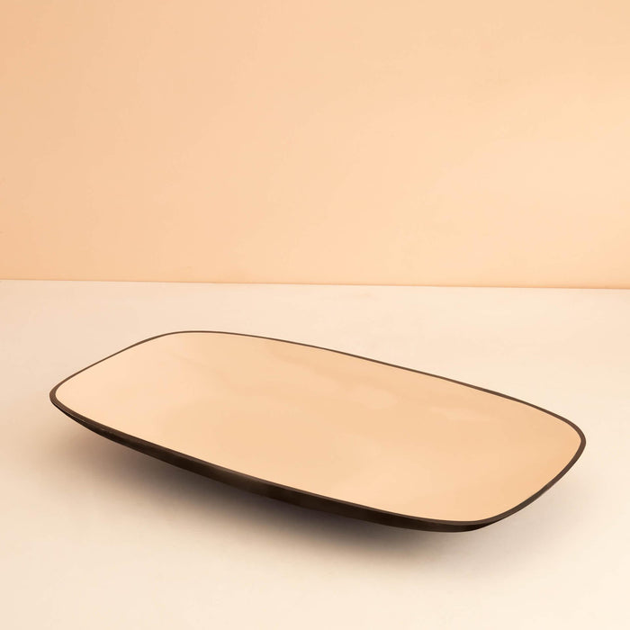 Pink Metal Platter With Enamel
