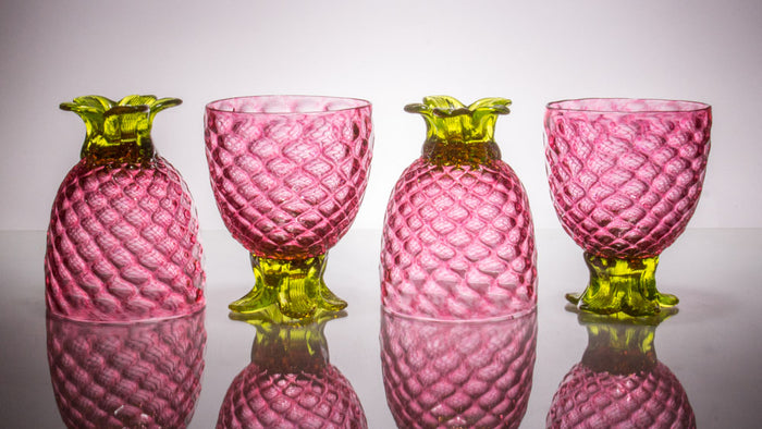 Pink Pineapple Goblet, Set of 2