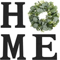 Pinkpum Wood Home Sign with Eucalyptus Wreath for O Home Decor Wall Decor Hanging Farmhouse Wall House Decor Wood Letters for Wall Art Rustic Home Decor Wall Decor Living Room Kitchen Entryway Black
