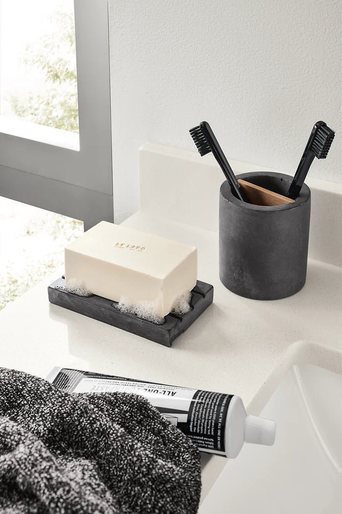 PLC Charcoal Soap Grooved Tray & Tumbler Set