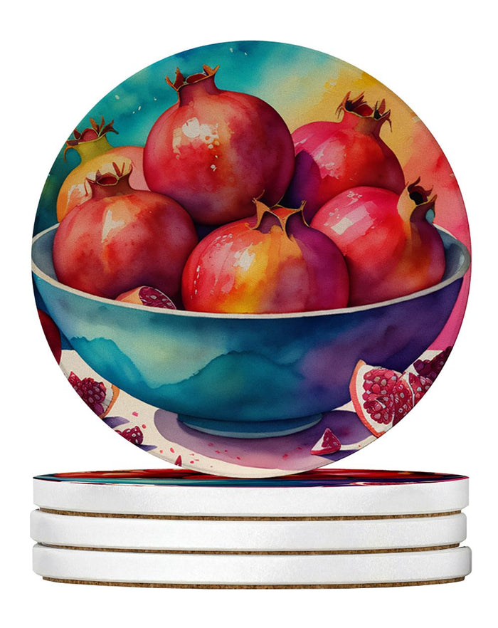 Pomegranates II Large Sandstone Coasters Pack of 4 Doba