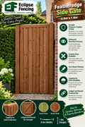Pressure Treated Featheredge Side Gate 0.9m x 1.8m – Durable Timber Garden Gate for Security & Privacy-Eclipse Fencing