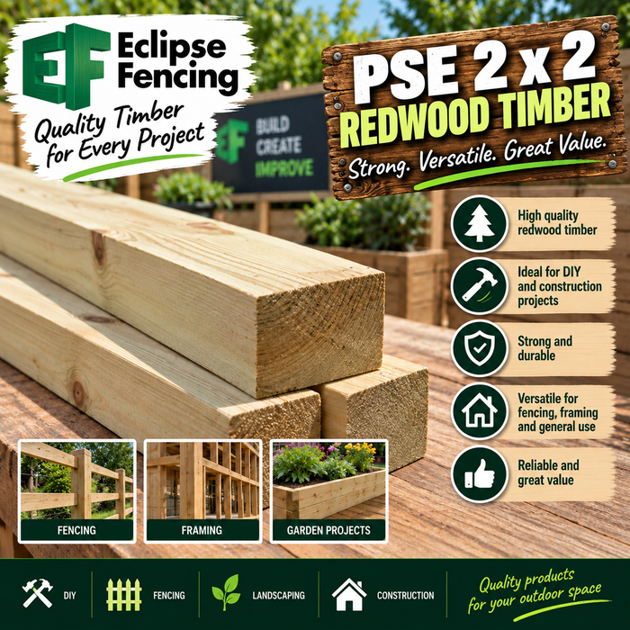 PSE 2x2 Redwood Timber – Smooth, Strong & Ready to Use-Eclipse Fencing