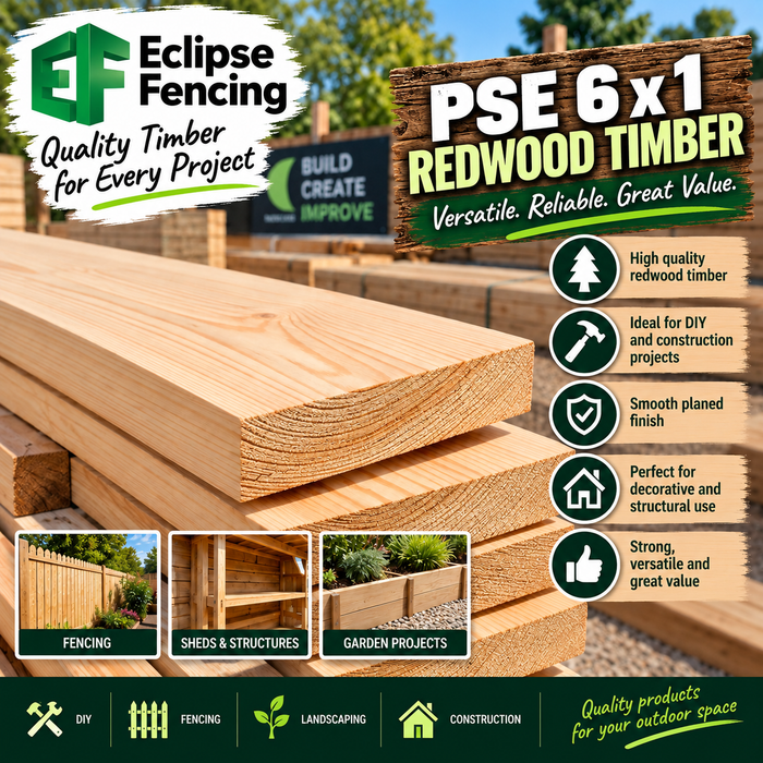 PSE 6x1 Redwood Timber – Smooth, Strong & Versatile-Eclipse Fencing