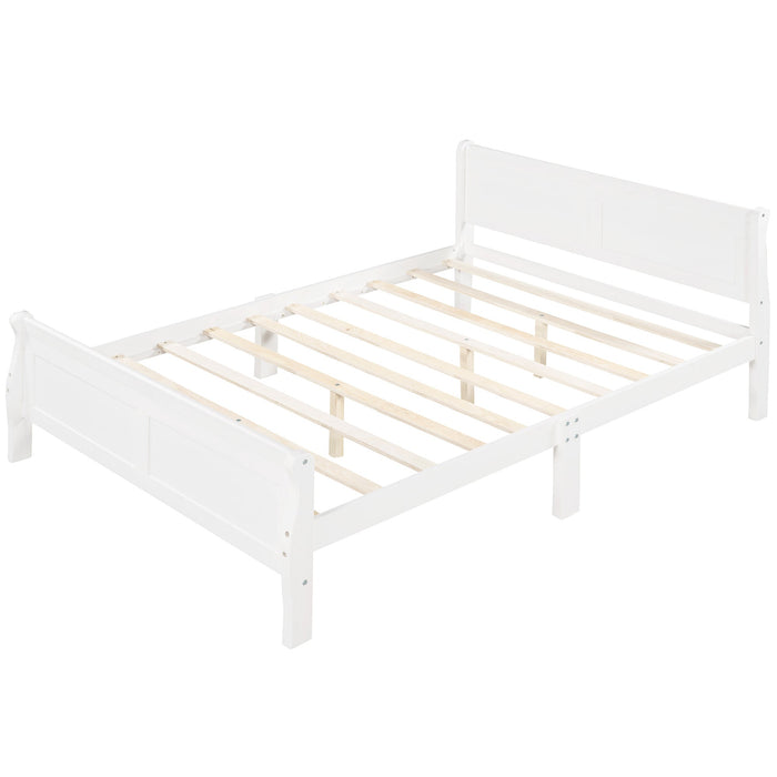 Queen Size Wood Platform Bed with Headboard and Wooden Slat Support Doba