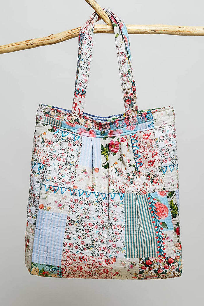 Quilted Patchwork Shoulder Tote Bag by POL