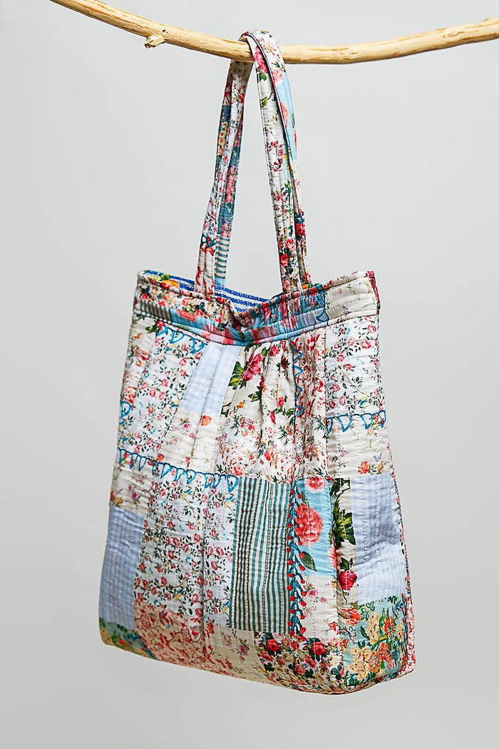 Quilted Patchwork Shoulder Tote Bag by POL