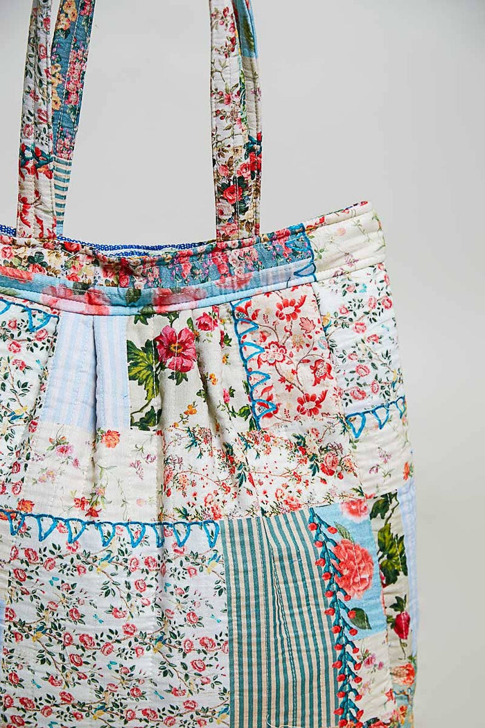 Quilted Patchwork Shoulder Tote Bag by POL