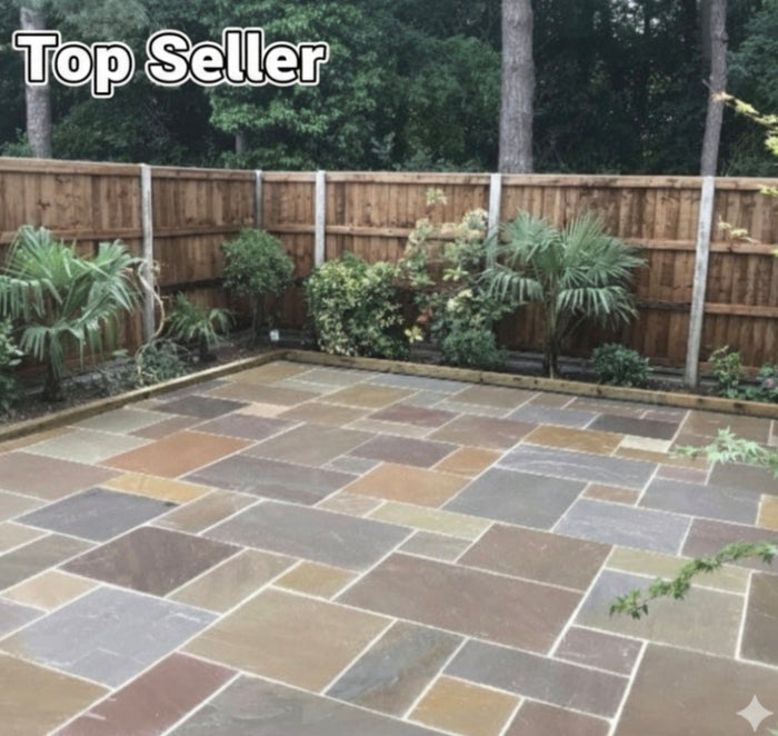 Raj Blend Sandstone Paving Patio Pack – Calibrated 22mm Natural Stone-Eclipse Fencing