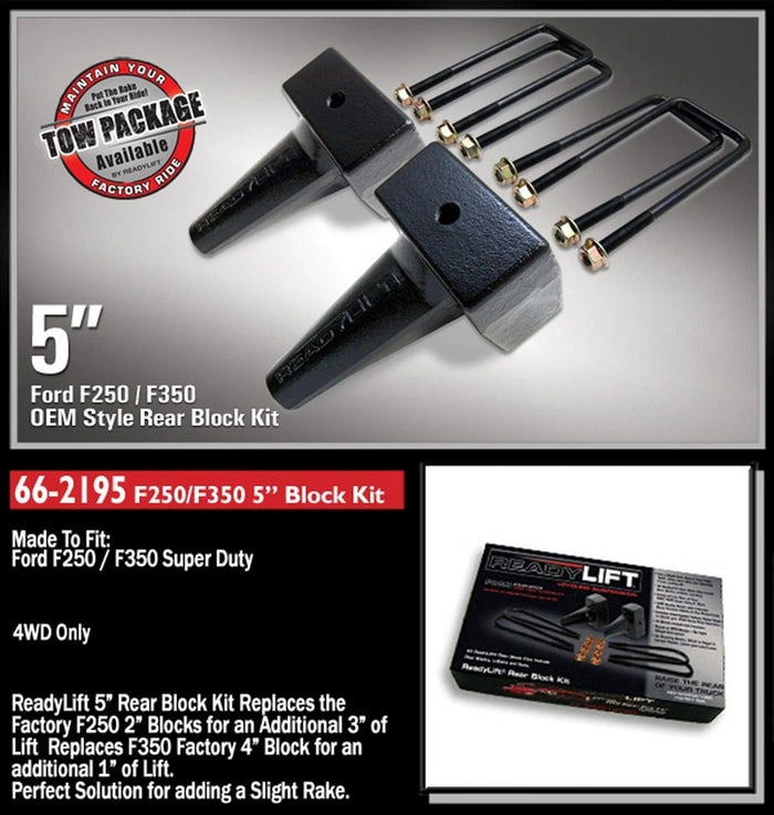 ReadyLift Suspension Block and U-Bolt Kit ReadyLift 66-2195 Rear Block Kit