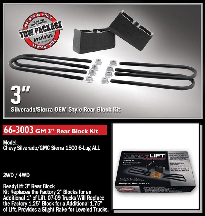 ReadyLift Suspension Block and U-Bolt Kit ReadyLift 66-3003 Rear Block Kit