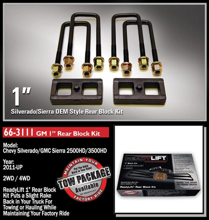 ReadyLift Suspension Block and U-Bolt Kit ReadyLift 66-3111 Rear Block Kit