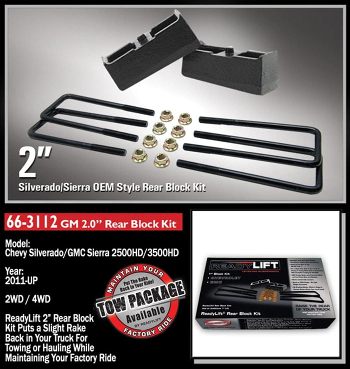 ReadyLift Suspension Block and U-Bolt Kit ReadyLift 66-3112 Rear Block Kit