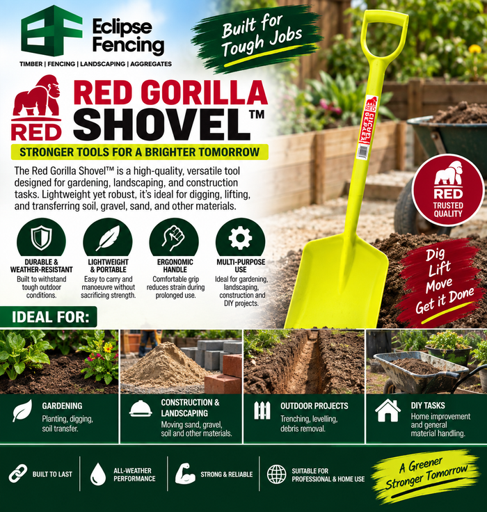 Red Gorilla Shovel™ – Durable, Lightweight Shovel for Gardening & Construction-Eclipse Fencing