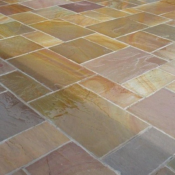 Rippon Buff Patio Pack – Calibrated 22mm Natural Sandstone Slabs-Eclipse Fencing