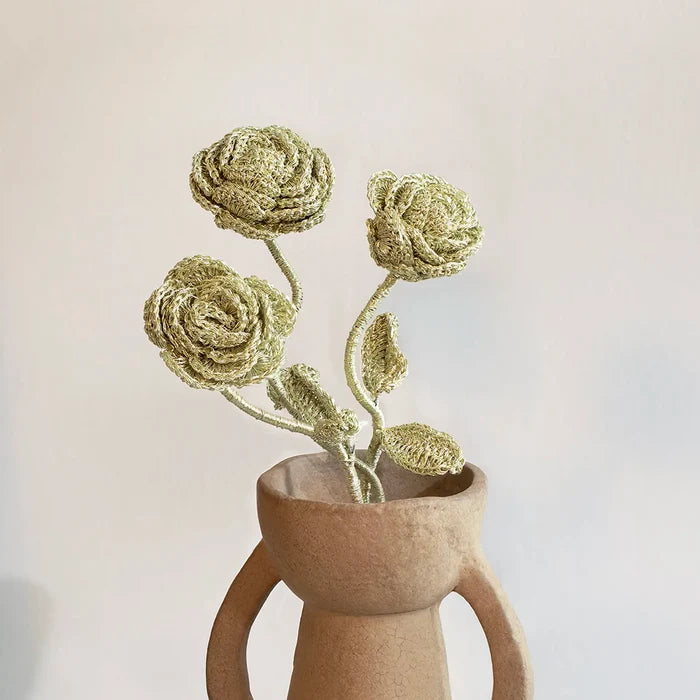 rose gold crochet flower set of 3