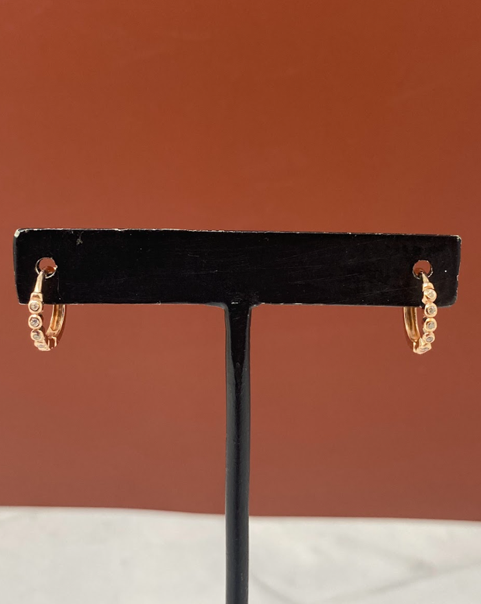 Rose Gold CZ Bezel Huggies