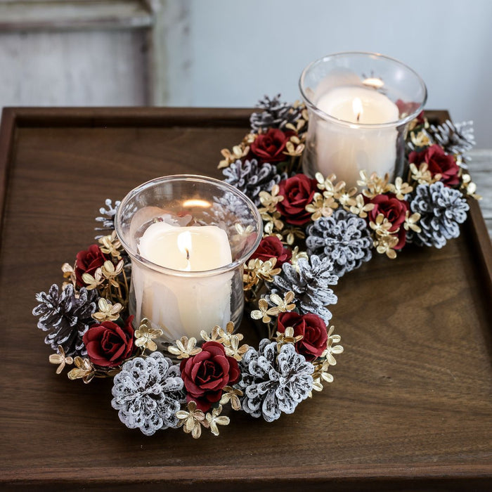 Rose & Pine Cone Candlestick Garland VCI Imports