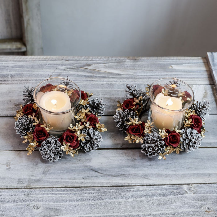 Rose & Pine Cone Candlestick Garland VCI Imports