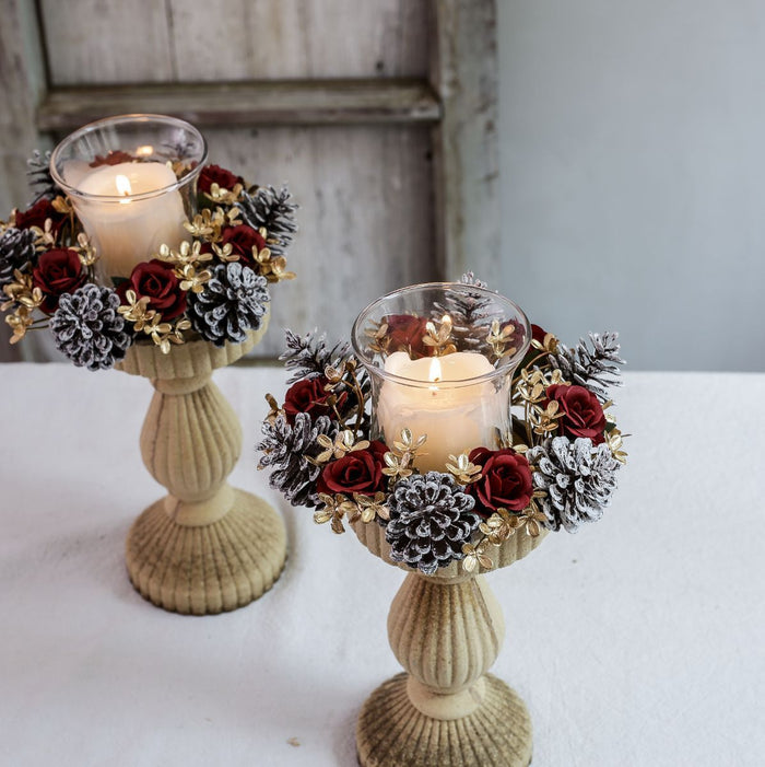 Rose & Pine Cone Candlestick Garland VCI Imports