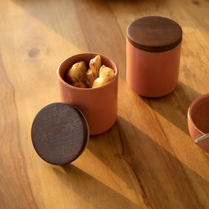 Rustic Reef Ceramic Jar With Wooden Lid