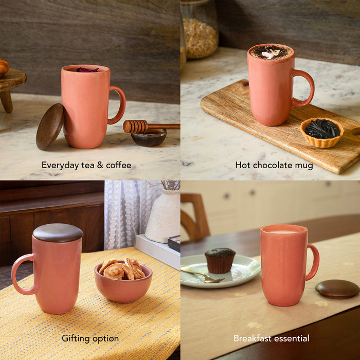 Rustic Reef Ceramic Mug With Wooden Lid