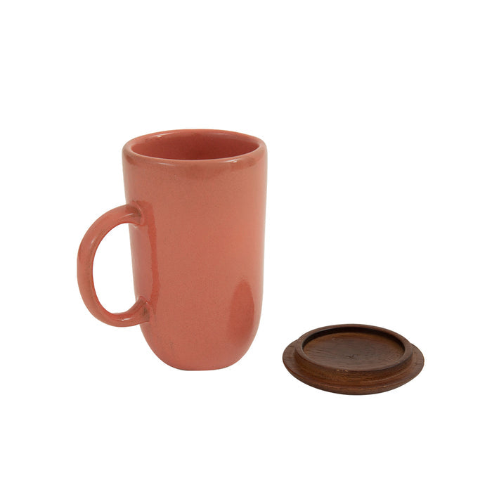 Rustic Reef Ceramic Mug With Wooden Lid